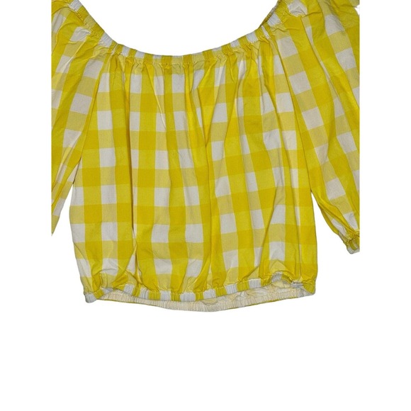 Color Me Courtney Kris Top Shirt XS Off The Shoulder Cotton Yellow Gingham - Picture 8 of 11